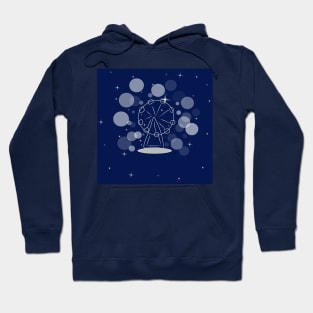 Ferris wheel, attraction, carousel. Banner, illustration with dark blue color background Hoodie